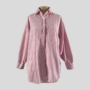 Vintage 90s Anchor Blue Pink White Long Sleeve Casual Cotton Shirt Size S